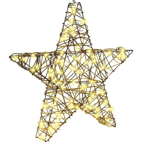 Étoile en 3D avec 50 LED Blanc chaud 55 x 52.5 x 9 cm Rotin (1/5)