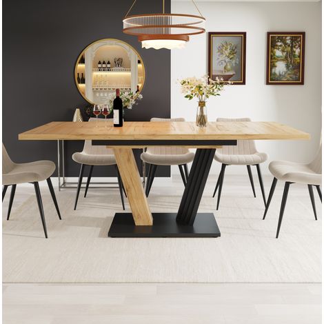 MEUBLIV Table à manger extensible 120/160 x 80 x 76 cm bois – plateau MDF et métal (1/5)