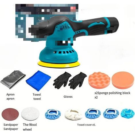 Kit de máquina eléctrica para pulir y encerar coches con papel de lija (modelo 2, batería no incluida). (1/5)