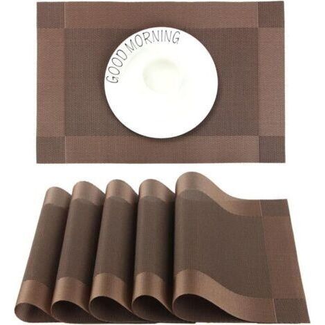Sets de Table PVC Antidérapant Lavable Résiste à la Chaleur Rectangulaire Vinyle Set de Table pour Restaurant, Table à Manger en Cuisine ou Salle à Manger, 45 x 30 CM Lot de 6 (1/4)