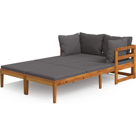 Maison Exclusive - Sonnenliegen mit Dunkelgrauen Kissen 2 Stk. Ak