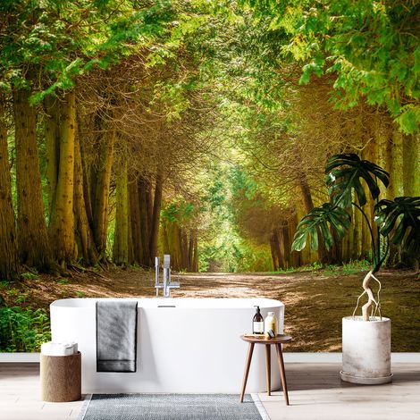 Papier peint panoramique - Chemin Forêt - 260 cm x 173 cm (1/4)