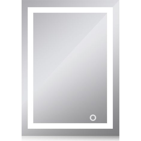 Yongqing – Miroir lumineux de salle de bain 50×70 cm – Éclairage LED blanc froid 6500K – Interrupteur tactile – Cadre en aluminium résistant à l'humidité