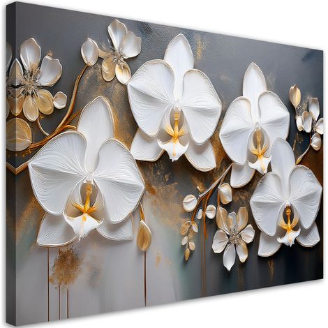 Tableau déco Abstraction Orchidée Fleur Blanche 60x40 (1/5)
