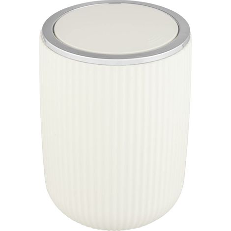WENKO Secchio con coperchio oscillante Agropoli S crema, 2 litri, secchio per bagno con coperchio, pattumiera in plastica di qualità, modellatura plastica e superficie strutturata, Ø 14,5 x 20 cm