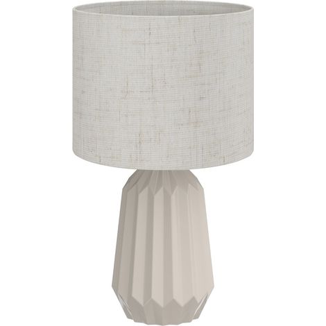 Lampe de table en céramique avec abat-jour en lin beige 22 x 22 x 39 cm MODENUIT (1/5)