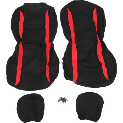 4 coussins de protection appuie-tête voiture universels, housses auto rouges et noires, accessoire intérieur. (1/5)