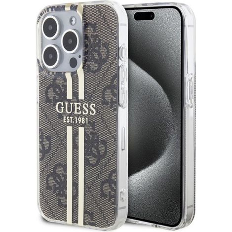 Coque iPhone 15 Pro - Protection Rigide IML - Bande Dorée - Couleur Marron - Unité (1/5)