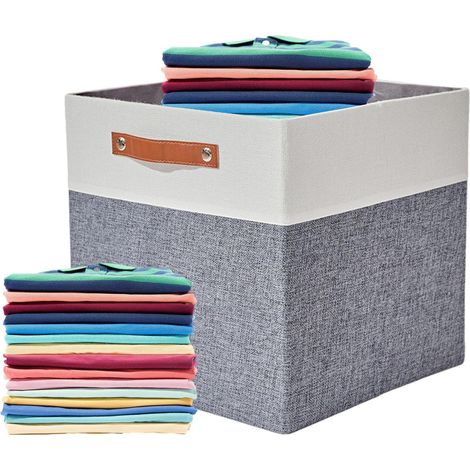Panier à linge pliable, bac de rangement cube avec panneaux et poignées amovibles, panier de rangement à linge pliable, 28 litres, 1 pièce (1/5)