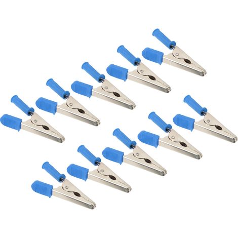 10 Krokodilklemmen J.60047, 20 mm Öffnung, Messing, Batterieprüfklemme, blau (1/5)
