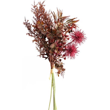 Plante Artificielle Automne - Bouquet Faux Feuillage Rouge Orange Vert - Décoration Intérieure Extérieure Cheminée Porte d'Entrée Table - 1 Pièce (1/5)