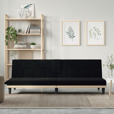 Canapé convertible,Canapé-lit,Clic Clac avec porte-gobelets noir tissu -Q2595 (1/5)