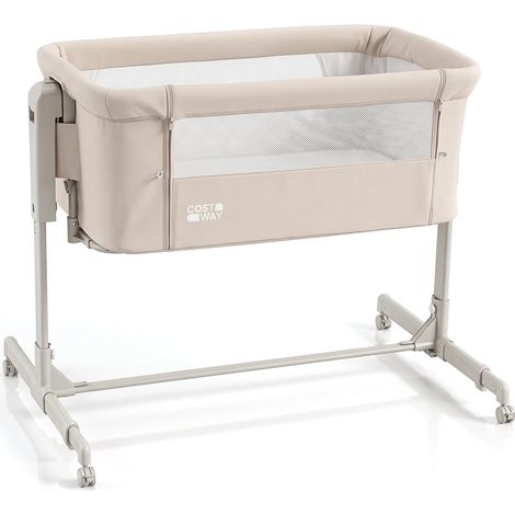 COSTWAY Culla per Neonati con 6 Livelli di Altezza Regolabile (Beige) (1/5)