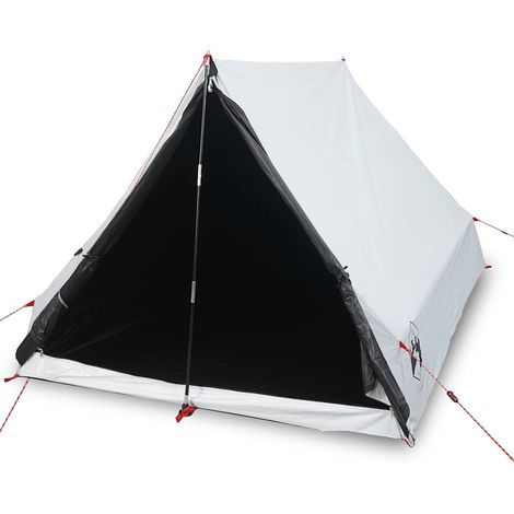 vidaXL Tienda campaña forma A 2 personas tela opaca impermeable blanco (1/2)