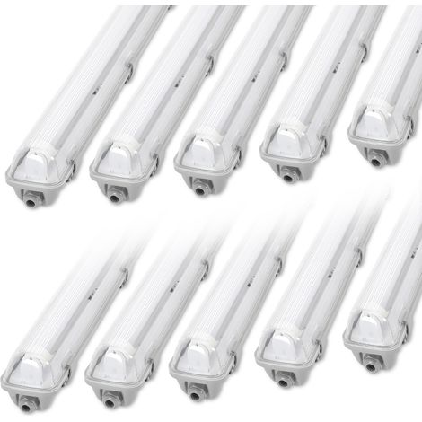 Wolketon 10 strisce LED impermeabili per tubi LED T8, striscia LED IP65 da 150 cm, 1 luce bianca fredda da 24 W