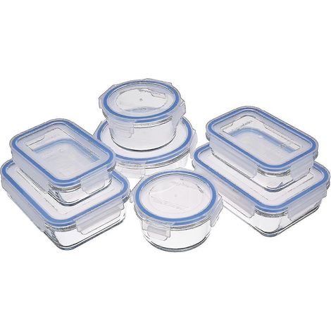 Ensemble de 14 boîtes de conservation hermétiques avec couvercles en plastique sans BPA et verrouillables (7 boîtes + 7 couvercles). (1/5)