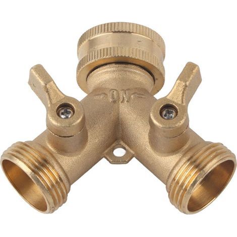 3/4" Messing 2-Wege-Ventilverteiler Schlauchhahn-Anschlüsse für die Gartenbewässerung (1/5)