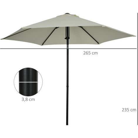 Parasol de jardin gris clair, inclinable poussée manuelle aération 180g/m² (1/5)