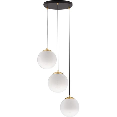 Lampada a sospensione Nova Luce Vita 3 luci vetro dorato Ø 30 cm E27 altezza 120 cm dimmerabile per cucina rif. 9028841 (1/5)