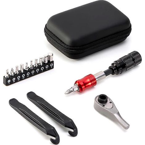 Fahrradreparaturset – Multitool-Set für Fahrräder mit umkehrbarer Ratsche, 10 Bits und Reifenheber, ideal für Camping und Reisen (1/5)
