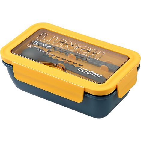 Boîte À Lunch Compartimentée - 1100 Ml - En Plastique PP Sans Bpa - Micro-Ondes Réfrigérateur Lave-Vaisselle - Pour Bureau Maison Extérieur - 1 Pièce (1/5)