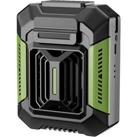 Ventilateur de ceinture silencieux sans pales - Flux d'air puissant - Rechargeable avec lumière LED - Pour le travail en plein air, le camping - Vert (1/5)