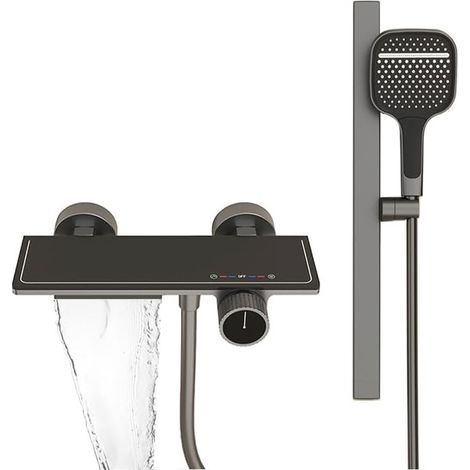 Esip – Mitigeur de baignoire mural en laiton A59 – Douchette 3 jets avec tuyau 150 cm – Bec cascade pour remplissage rapide – Tringle réglable