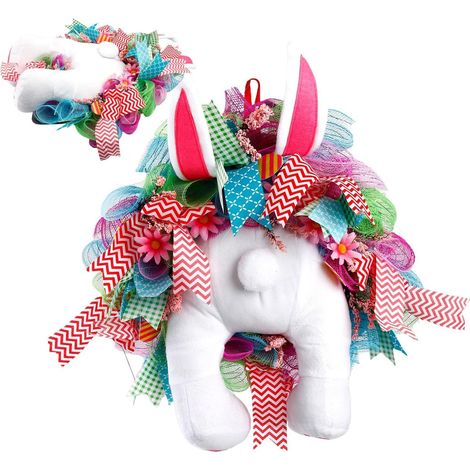 Couronne Lapin Guirlande De Pâques Mignonne Et Drôle Saisonnière Couronne Lapin Pour Porte D'Entrée Et Guirlande De Printemps Pour Fête Anniversaire Mariage Intérieur Bureau Fenêtre Porche (1/5)