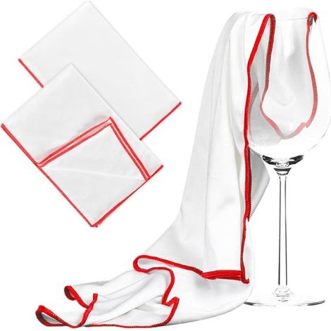 Paño de limpieza para copas de vino de 2 piezas, paño reutilizable de microfibra para pulir: suave, vasos y cubiertos, 60 x 45 cm (blanco) (1/5)
