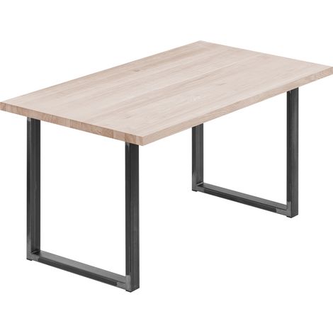 LAMO Manufaktur Esstisch Küchentisch, 120x80x76 cm (AxBxH), Loft, Roh / Rohstahl mit Klarlack, LEG-01-A-001-0000L