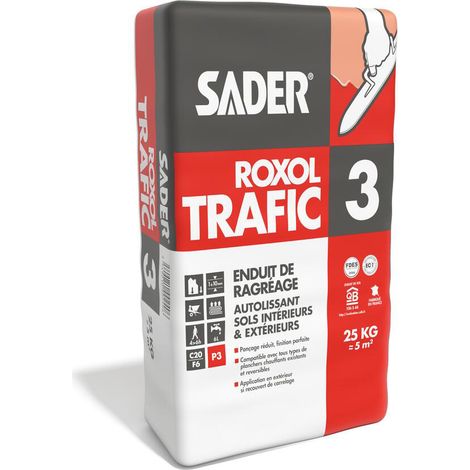 Ragréage carrelage P3 25kg – Autolissant pour sols intérieurs – Épaisseur de 3 à 10mm – Excellente adhérence sur béton et chapes ciment – Sader