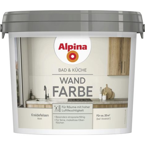 Alpina Wandfarbe für Küche & Badezimmer Kreidefelsen 2,5 L