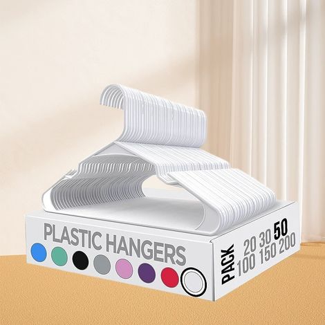 Lot de 40 cintres en plastique blanc pour vêtements d'enfants - Cintres pour vêtements de bébé, pour la chambre et la penderie - Cintres fins et résistants pour vêtements d'enfants (1/5)