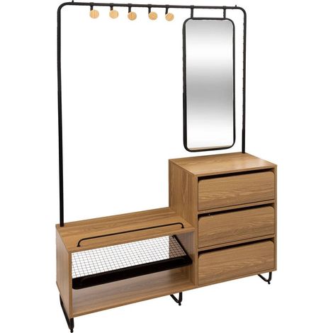 Vestiaire penderie Bois 3 tiroirs Miroir Filo (1/2)