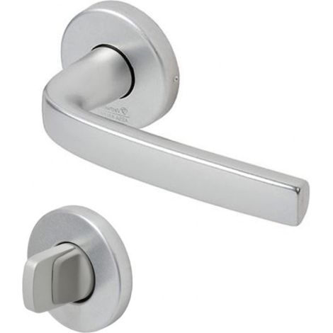 Set de Poignée de Porte sur Rosaces Ø 48 mm - Condamnation pour Porte de Salle de Bain, WC - en Aluminium Résistant - Finition Anodinox