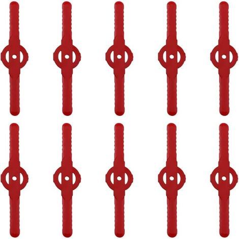 10 Pièces Lames de Tondeuse Jardin Tondeuse Accessoires, Lames de Rechange en Plastique, Outils de Jardin, Petit Trou 5mm, pour Jardin Pelouse Tondeuse, Coupe-bordures Sans Fil(rouge) (1/5)