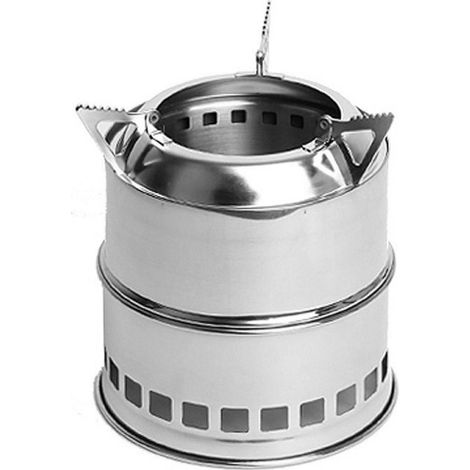Brûleur de bois de camping pliable Inox Portable pour cuisson extérieure randonnée pêche pique-nique BBQ (1/5)