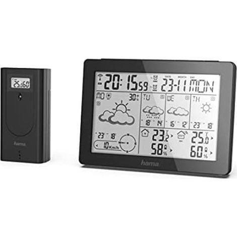 HAMA  Wetterstation, 2-Tage- und 4-Tage-Wettervorhersage, Alarm- und Snooze-Funktion, Anschluss von bis zu 3 Funksensoren