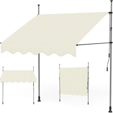Sifree – Store banne rétractable manuel 180x150cm – Hauteur réglable 200-300cm – Projection 120cm – Imperméable et antitache (1/5)