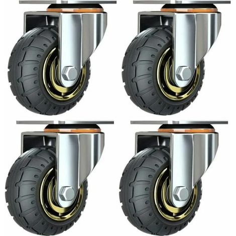 Kit de 4 roues universelles de 3 pouces sans freins Roues de chariot silencieux Roues universelles oulettes Pivotantes 75mm Roues Plaques Industrielles Transport Roulettes pour meubles (1/5)