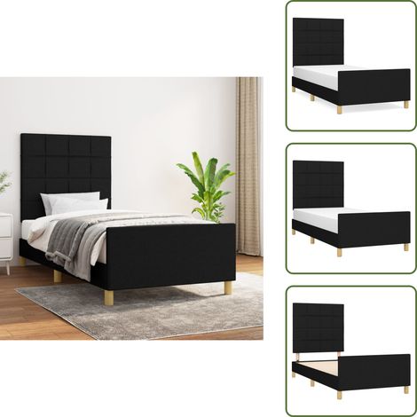 Bettgestell ohne Matratze Schwarz 90x200 cm Stoff - Bettstell - Doppelbett - Boxspringbetten - Lattenrost - Schlafzimmermöbel (1/5)