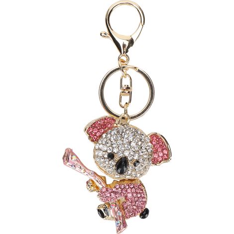 Keychain Koala Bear Alloy Rhinestone Gold Crystal Metal Pendant Small Gift(Pink) (1/5)