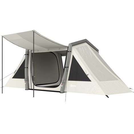 Tente gonflable 4 personnes en extérieur à montage rapide pour camping, 2 chambres et fenêtre dans le vestibule