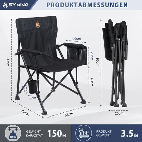 Symino Campingstuhl Faltbar mit Atmungsaktivem Nylonnetz - Anglersessel klappbar - Tragbarer Bequem Klappstuhl Gartenstuhl Relaxsessel Sessel Belastbarkeit bis 150 kg