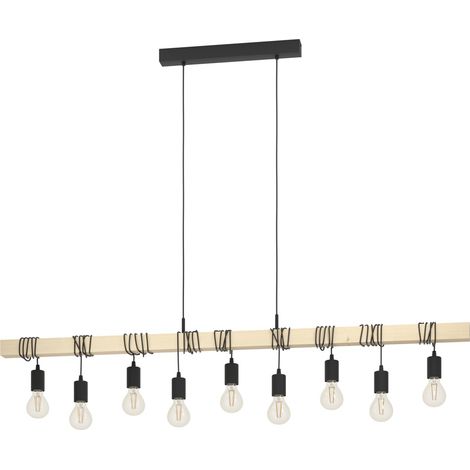 Lampe pendante de table à manger Townshend 9x E27 - bois - 44099