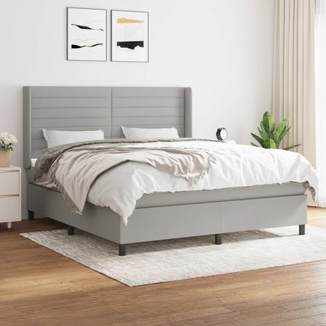 Boxspringbett mit Matratze Hellgrau 160x200 cm Stoff (1/5)