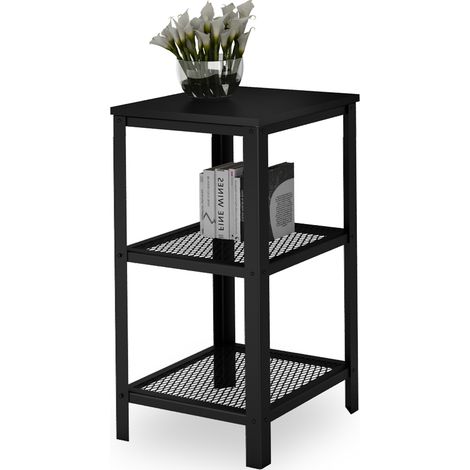 Estantería industrial de 3 niveles para sala de estar, atornillada, 40x40x80 cm, negra + miniperla negra (1/5)