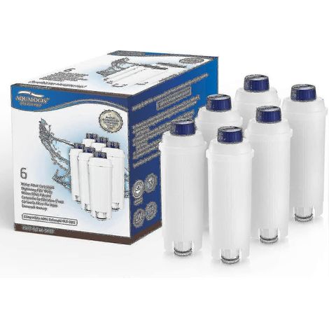 Filterkartusche für Kaffeemaschinen mit Aktivkohle-Wasserenthärter, kompatibel mit den Delonghi-Modellen Ecam, Esam, Etam, Bco und EC. 6er-Packung.