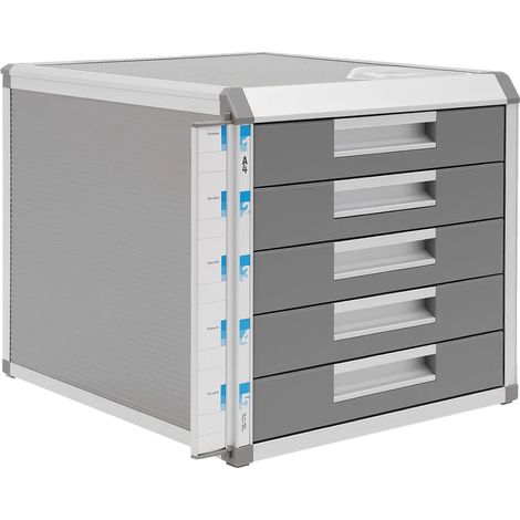 Organizzatore per cassetti da ufficio, con chiusura a chiave, ampio spazio di archiviazione, GRIGIO (1/2)