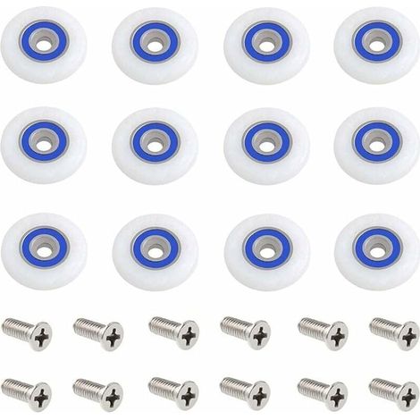 Roulette Porte Douche 12 Pièces 27mm Roulettes pour Porte de Douche Roulette Porte Douche Roues Roulettes de Rechange Roulette Porte Roulette de Douche pour Porte de Douche avec Des Vis (1/4)